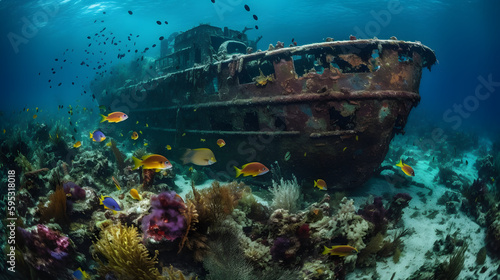 Beautiful Shipwreck Underwater © Stphane