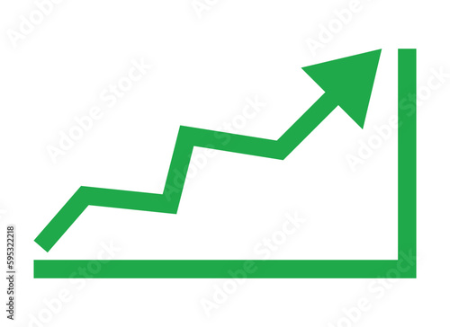Growing business green arrow chart bar. Profit arow Vector illustration. Business concept, growing chart. Concept of sales symbol icon with arrow moving up. Economic Arrow With Growing Trend. 