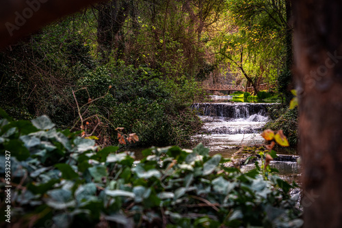 waterfall in autumn park