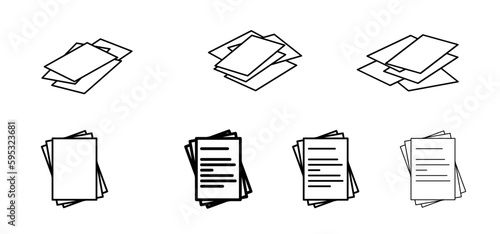 Writing paper. Cartoon empty A4 or A3 copy paper, stacked paper. Flat paper stack. Document, paperwork. Stationery stacked papers icon. Pile papers, file, web icon. Printouts, hardcopy documents.