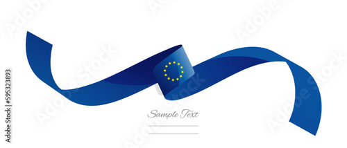 European flag ribbon vector illustration. EU flag ribbon on abstract isolated on white color background