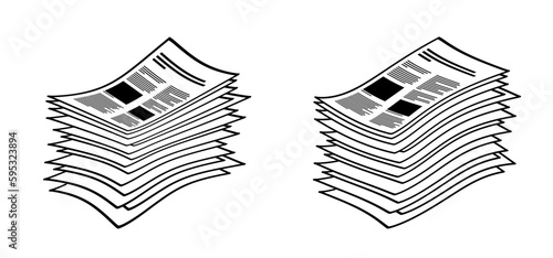 Writing paper. Cartoon empty A4 or A3 copy paper, stacked paper. Flat paper stack. Document, paperwork. Stationery stacked papers icon. Pile papers, file, web icon. Printouts, hardcopy documents.