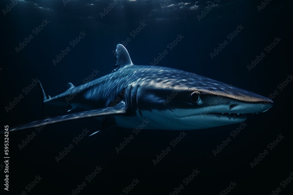 Background of a dark blue shark. Generative AI
