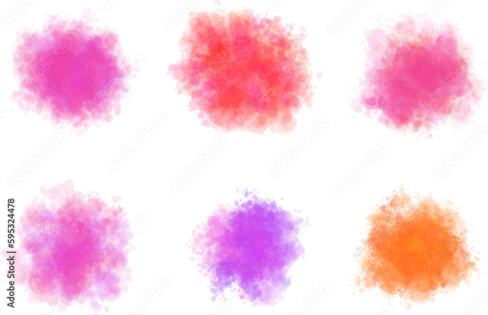 Set of colorful watercolor splatter stain design