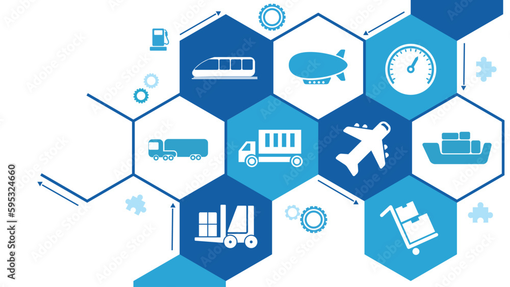 transportation and supply chain vector illustration. Abstract concept with world map background and connected icons related to international import and export, distribution. transportation and supply chain vector illustration. Abstract concept with world map background and connected icons related to international import and export, distribution.