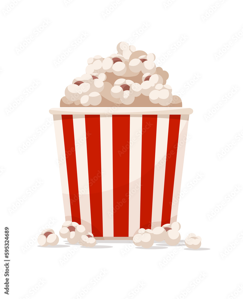 Paper cup full of popcorn isolated. Fast food snack for movie films ...