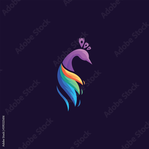 Beautiful gradient peacock logo design.