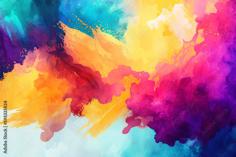 Obraz premium Abstract Watercolor Background: Use vibrant watercolour techniques to create an abstract background with bold colors and interesting textures