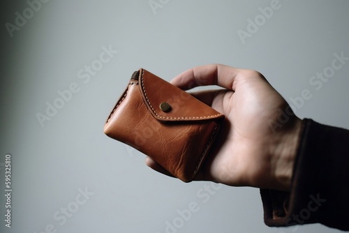 A hand holding a small wallet