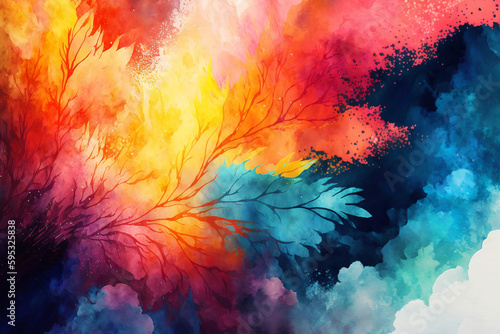 Abstract Watercolor Background: Use vibrant watercolor techniques to create an abstract background with bold colors and interesting textures © VRlaL