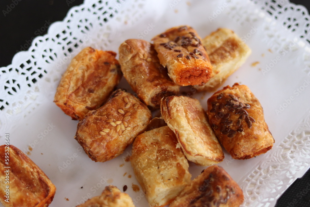 Tray with flour snacks Tray with flour snacks