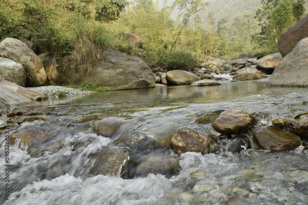 mountain river with surrounding forest mountain river with surrounding forest