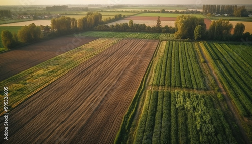 agricultural plantation airview landscape scene generated by AI photo