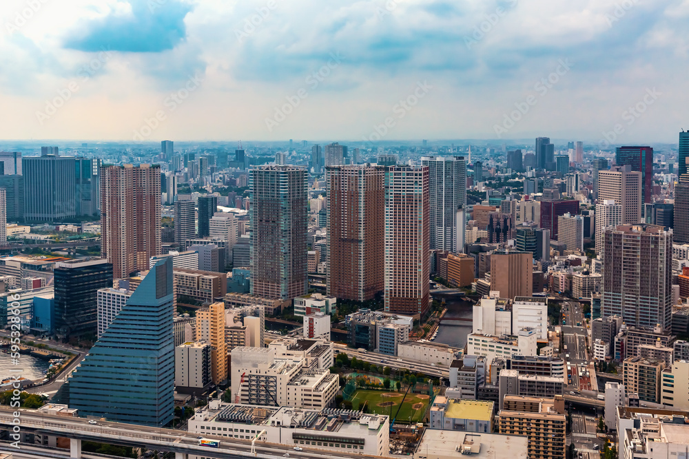 Fototapeta premium Aerial view of Minato City, Tokyo, Japan