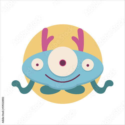 cute and funny colorful monster for halloween with big open mouth as copy space