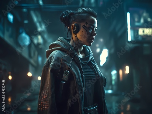 Futuristic gorgeous girl cyberpunk