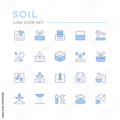 Set color line icons of soil
