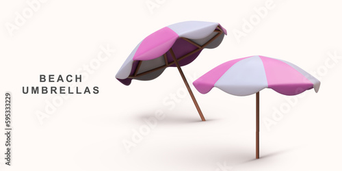 3d realistic banner in style with two umbrellas. Vector illustration.