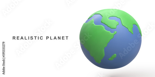 3D realistic planet on white background. Vector illustration.