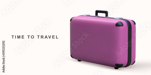 3D realistic lilac travel bag. Vector illustration.