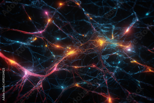 AI network for the future of machine learning: a brain-shaped processor, interconnected neural pathways, and neon accents for top-tier artificial intelligence technology