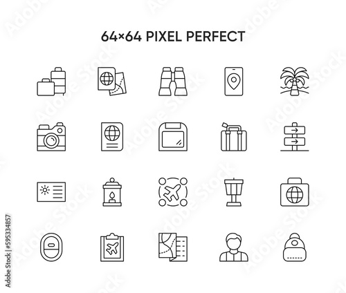 Simple Set of Tourism Related Vector Line Icons. Contains such Icons as Luggage, Passport, and more.
