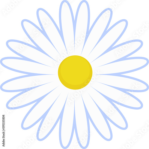 Daisy flower illustration. White chamomile cartoon retro design.
