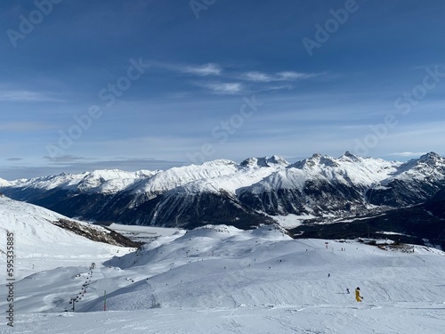 ski resort in the mountains of Switzerland, alps, Grisons