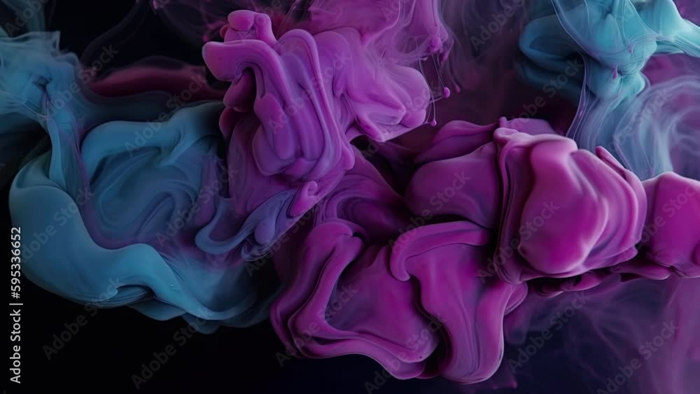 Blue and purple smoke in the water background video, creative slow motion graphics with fluid art design and dissolving effect, mixing marble texture with paint material for business use Blue and purple smoke in the water background video, creative slow motion graphics with fluid art design and dissolving effect, mixing marble texture with paint material for business use