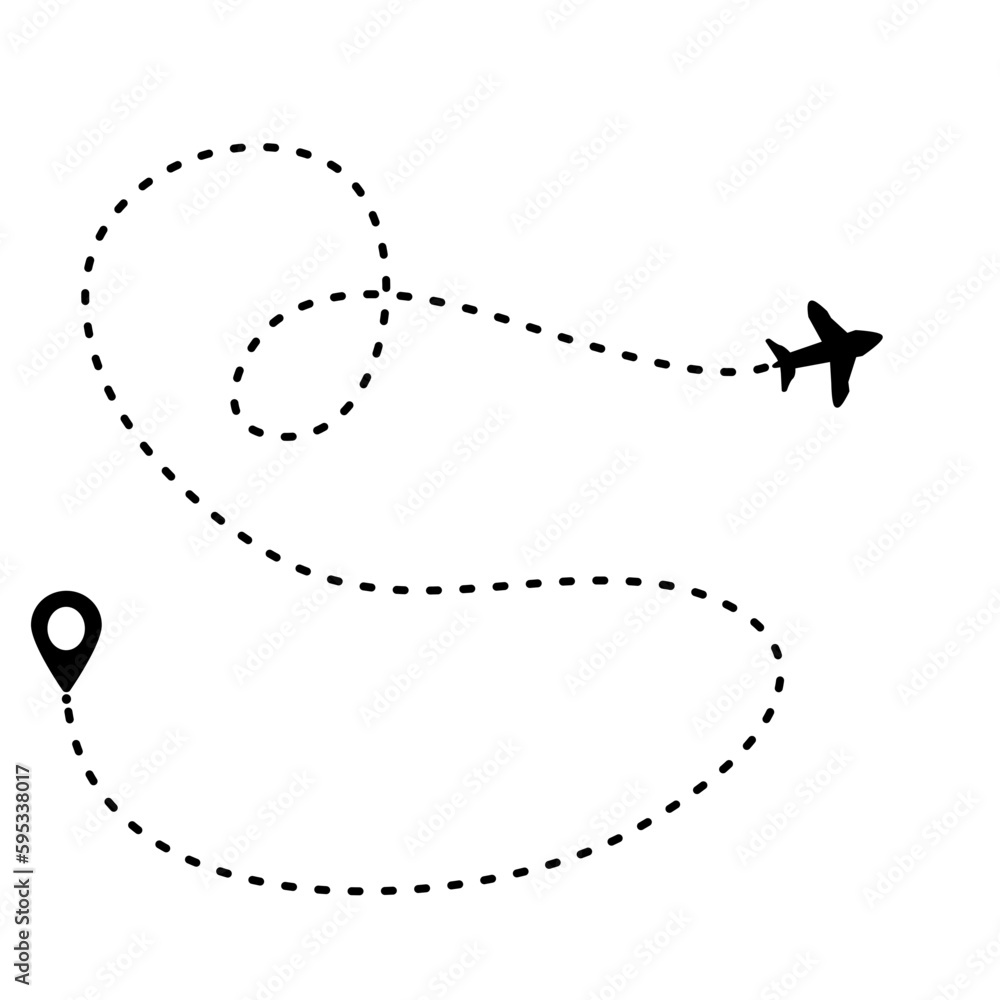 Route map plane illustration Route map plane illustration