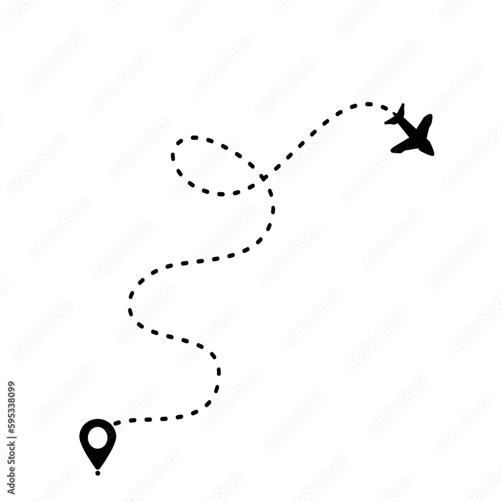 Route map plane illustration Route map plane illustration