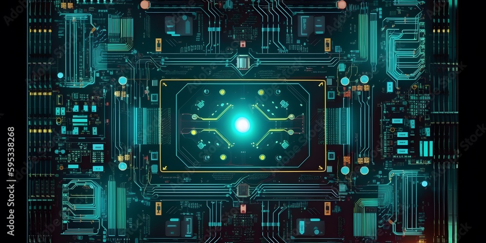 Central Computer Processors CPU concept. Motherboard Circuit board digital chip. Tech science background. Quantum processor. Generative ai Central Computer Processors CPU concept. Motherboard Circuit board digital chip. Tech science background. Quantum processor. Generative ai