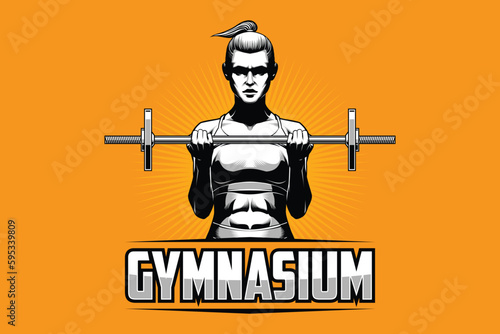 Female Bodybuilder Exercises Using Barbell