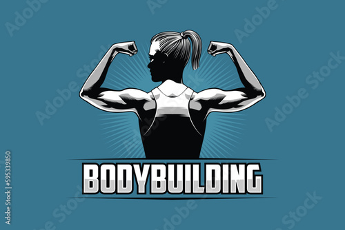 Female Bodybuilder Showing Arms and Back Muscles