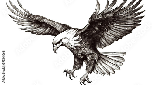 bird, eagle, animal, vector, illustration, wings, nature, flying, wildlife, feather, wild, tattoo, silhouette, wing, black, beak, hawk, falcon, cartoon, fly, head, crow, bald eagle, generative ai photo