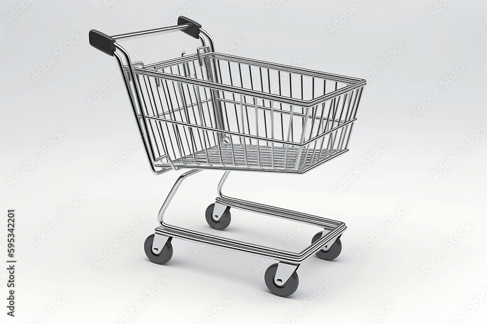 3d shopping cart on white background. Generative AI 3d shopping cart on white background. Generative AI