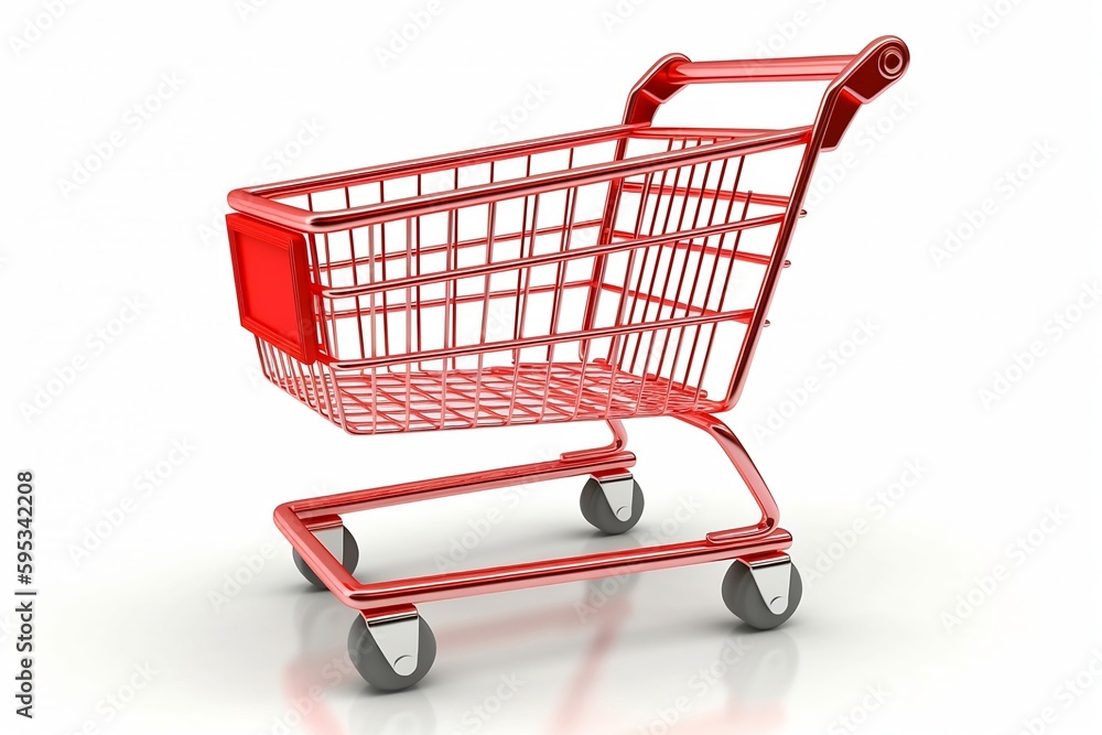 3d shopping cart on white background. Generative AI 3d shopping cart on white background. Generative AI