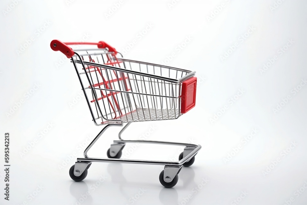 3d shopping cart on white background. Generative AI