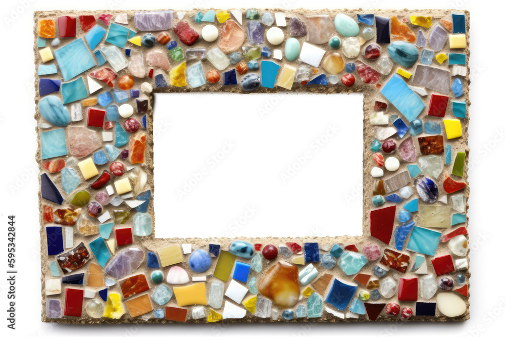 Colorful Mosaic Frame With Glass Pieces. Blank Frame, Png.. Generative AI Colorful Mosaic Frame With Glass Pieces. Blank Frame, Png.. Generative AI
