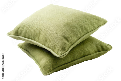 Green Cushions On Isolated Transparent Background, Png. Generative AI