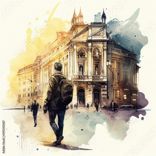 Vienna in watercolor style by Generative AI