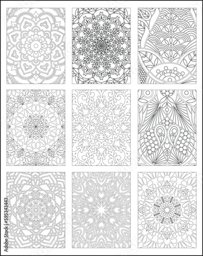 Mandalas pattern Celtic Coloring Book vector line art 09 nos