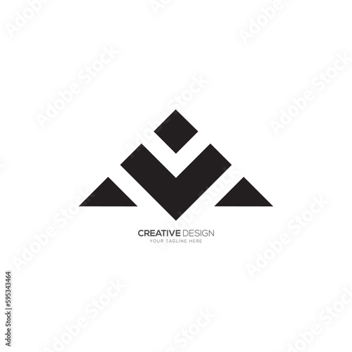 Letter a v m triangle mountain shape modern monogram logo concept photo