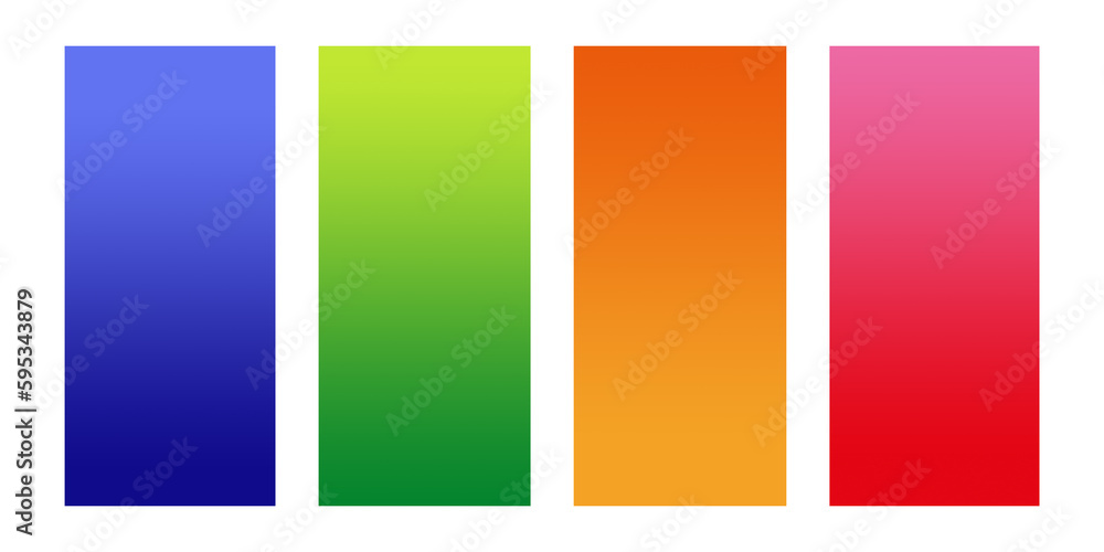Collection of gradients for wallpaper, mobile phone, app, web design. Set of trendy gradients in pretty bright colors. Blue, light green, orange, red gradient