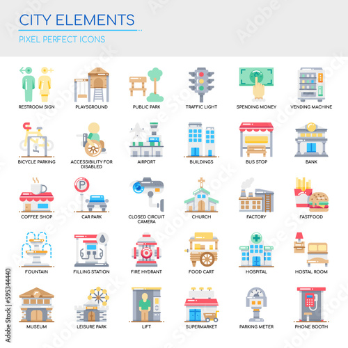 City Elements , Thin Line and Pixel Perfect Icons. © ASH