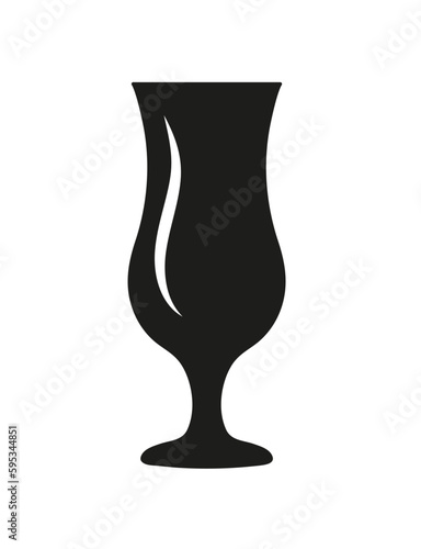 Vector icon in black and white - a cocktail glass hurricane.