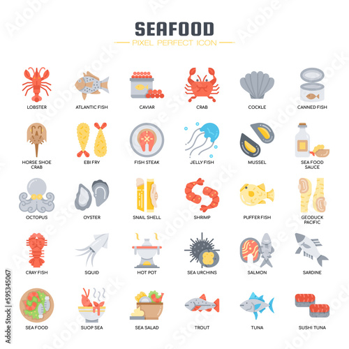 Seafood , Thin Line and Pixel Perfect Icons
