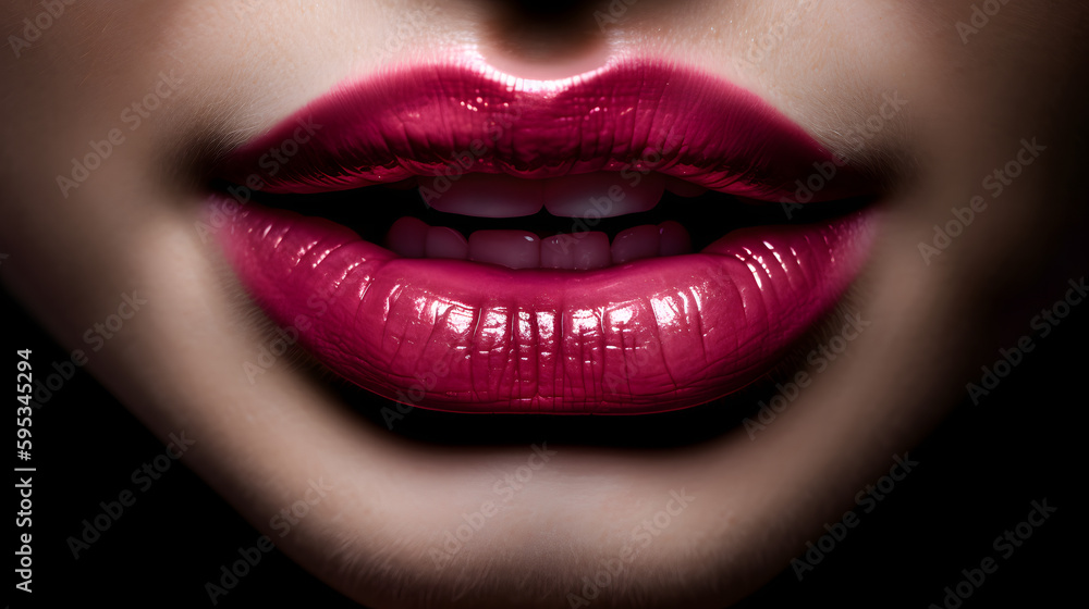 closeup on woman's mouth with red lipstick, generated by ai closeup on woman's mouth with red lipstick, generated by ai
