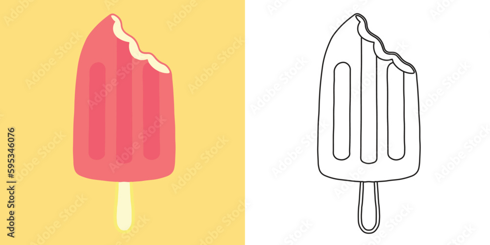 Coloring page vanilla strawberry ice cream. Coloring book for children ...