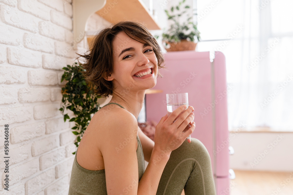 healthy slim woman in kitchen in the morning, diet food wellness healthy slim woman in kitchen in the morning, diet food wellness